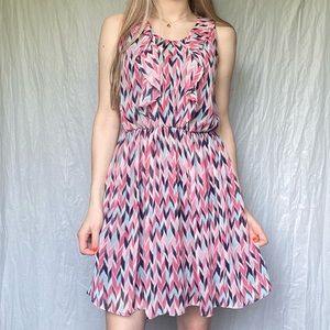 IZ Byer Medium Colorful Chevron Summer Dress
